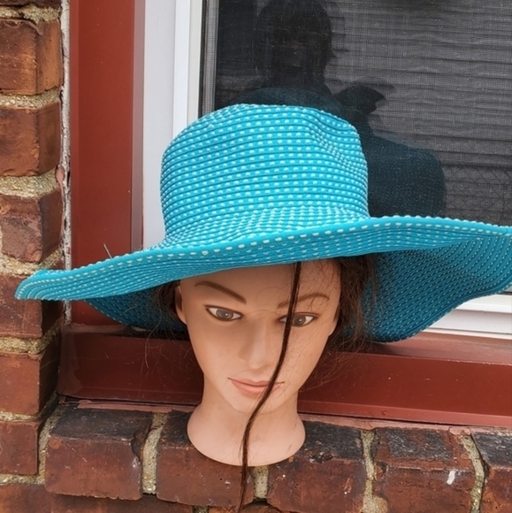 Caribbean‎ Joe Turquoise boho Floppy Hat - Picture 4 of 8
